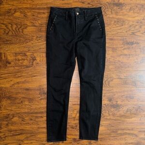 7 for All Mankind Jen7 Women's Black Denim Skinny Jeans with Stud Pockets Size 6